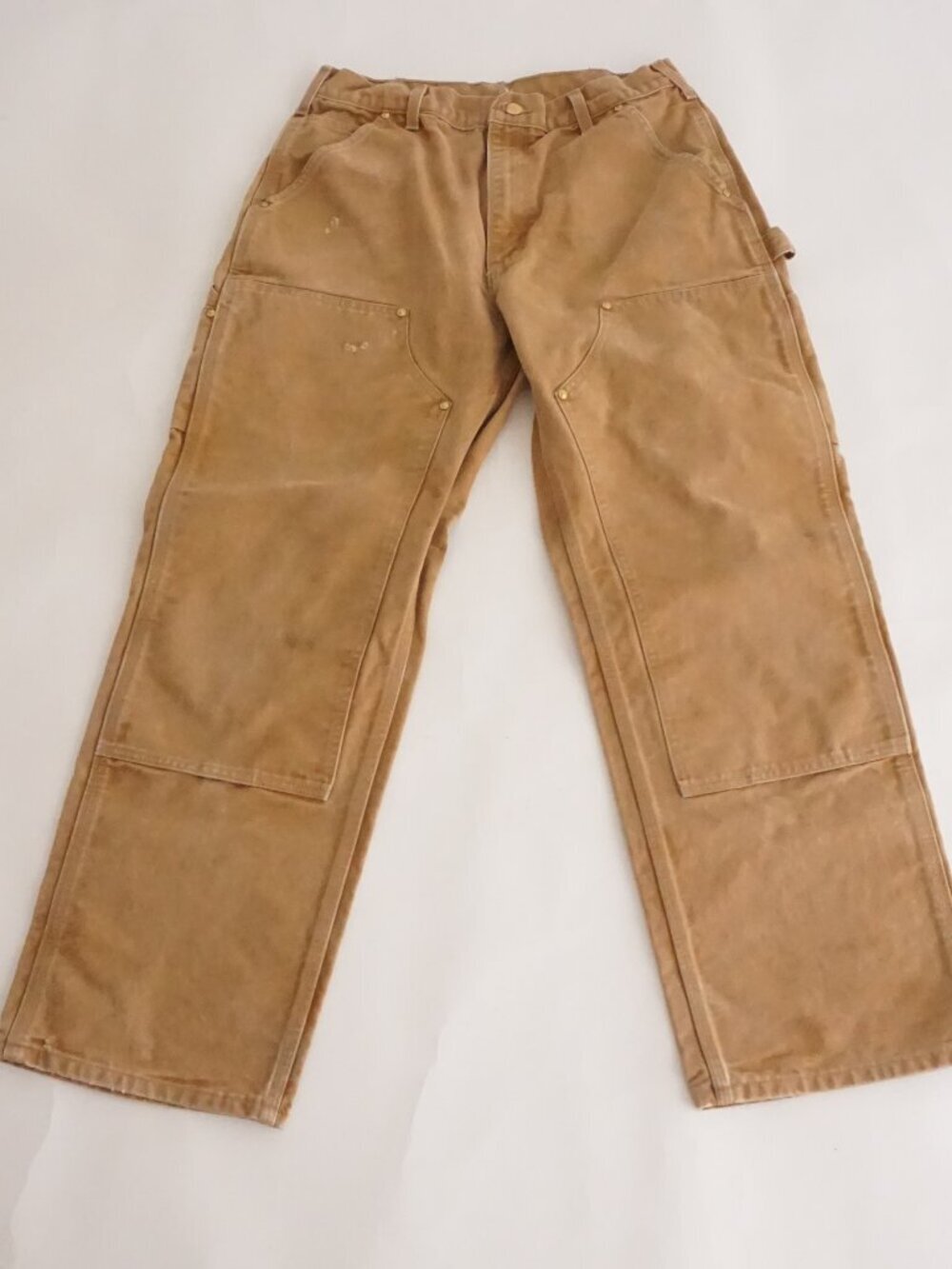 Carhartt Brown Double Knee Made USA Duck Canvas Workwear Pants 32x30